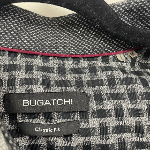 Bugatchi Grey Black Printed Long Sleeve Button Down Shirt Mens Medium - Picture 5 of 5